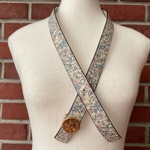 Tory Burch Floral Print Leather Adjustable Belt Size S NEW